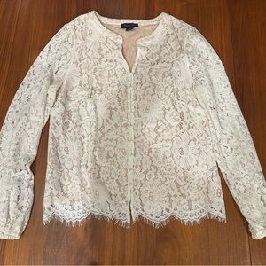 Rachel Zoe Cream Lace Long Sleeve Blouse